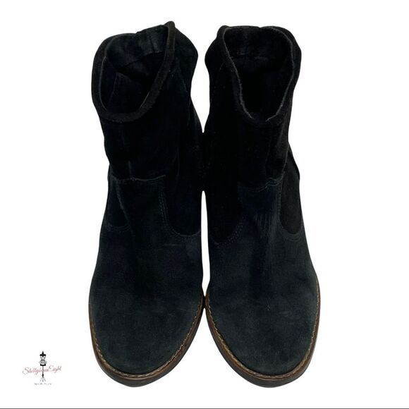 ZARA TRF Trafaluc Black Suede Leather Hidden Wedge Ankle Boots Booties 36 US 6 - Picture 7 of 14